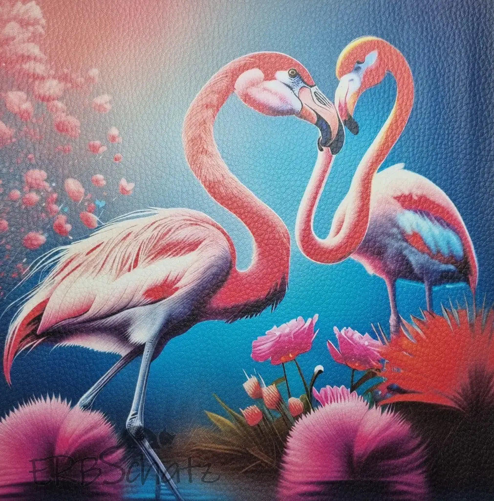 Kunstleder Panel Vibrant Flamingos 25x 25cm - P25