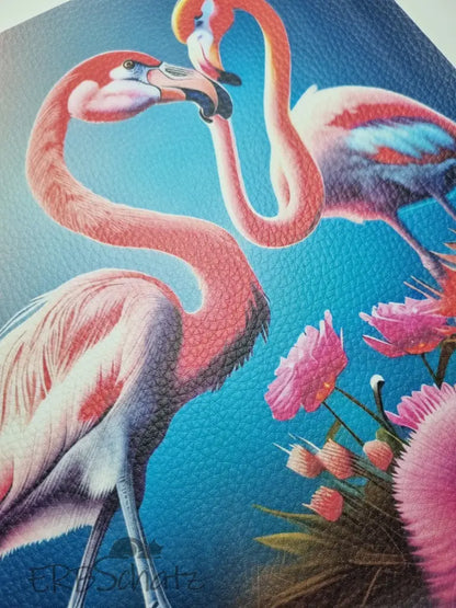 Kunstleder Panel Vibrant Flamingos 25x 25cm - P25