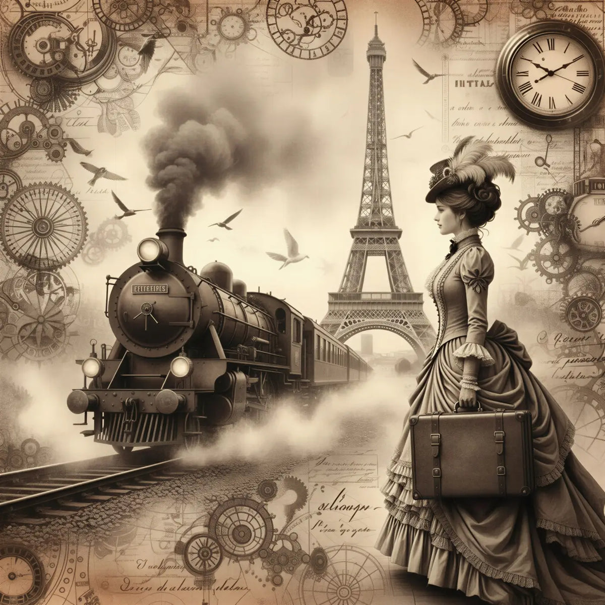 Kunstleder Panel Vintage Travel Paris | Größenauswahl - P15