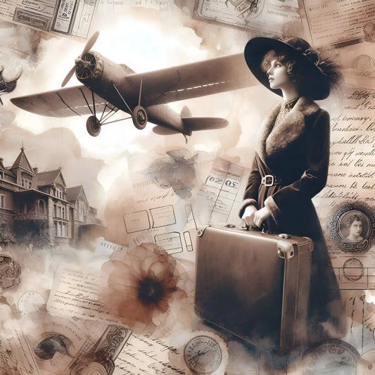 Kunstleder Panel Vintage Travel Plane | Größenauswahl - P15