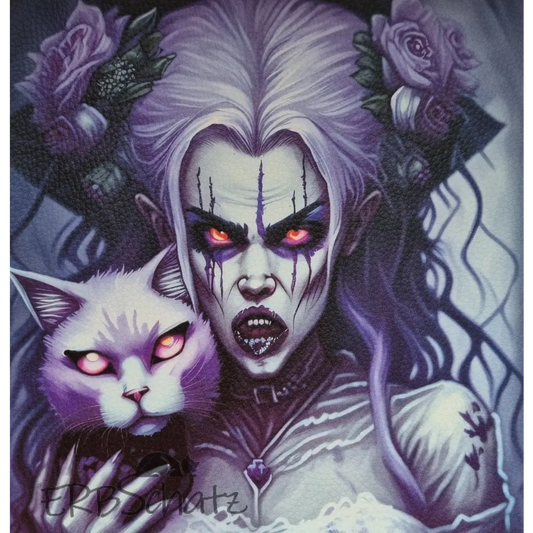 Kunstleder Panel Zombie Woman & Cat 25x 25cm - P25
