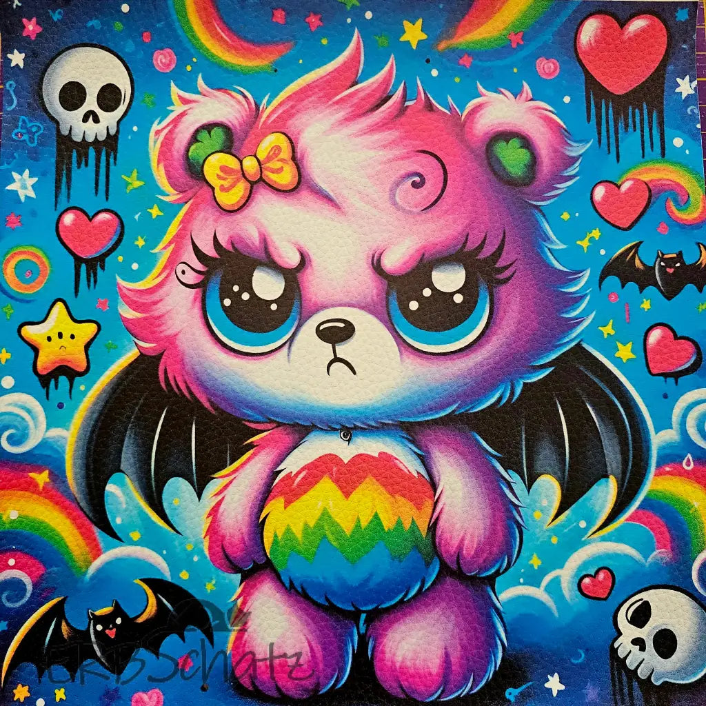 Kunstleder Panele Bears Collection - Pink Rainbow Bear