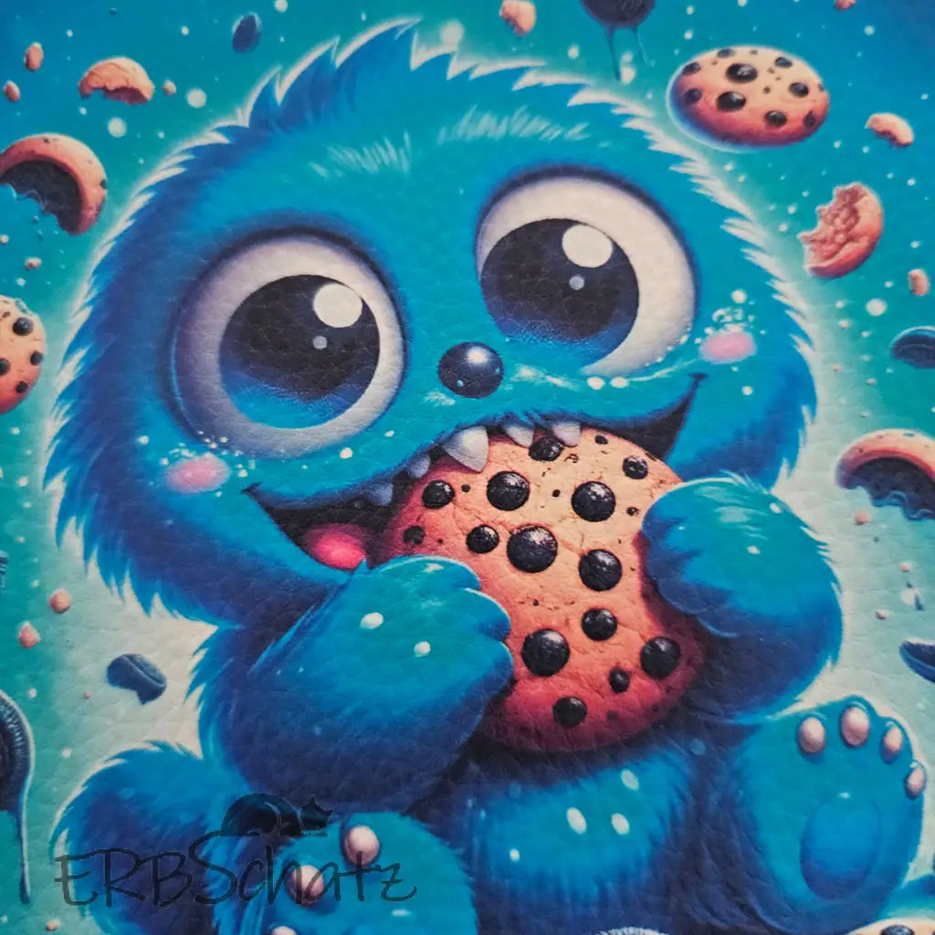 Kunstleder Panele CookieMonster 15x 15cm - Blau - P15