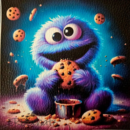Kunstleder Panele CookieMonster 25x 25cm - P25