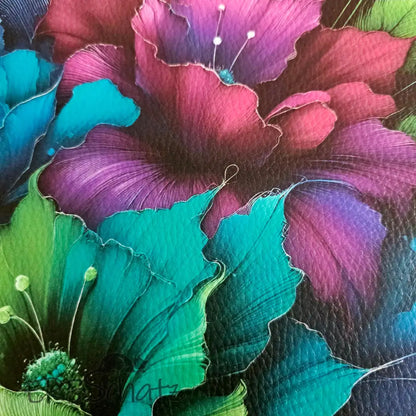Kunstleder Panele Dark Flowers Collection | 25x 25cm P25