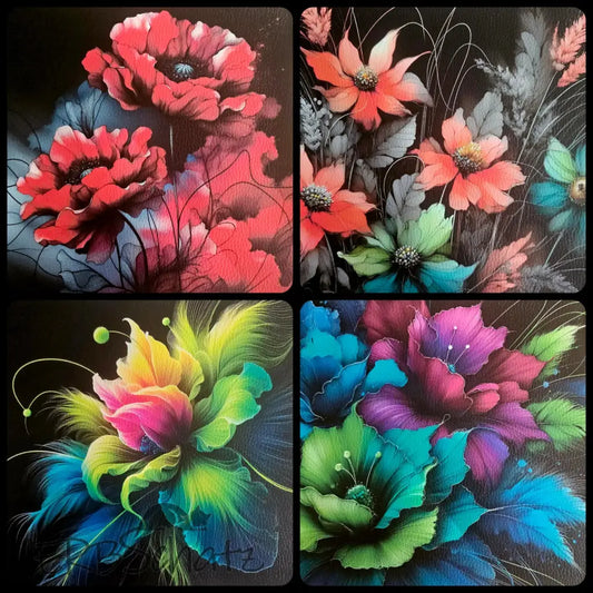 Kunstleder Panele Dark Flowers Collection | 25x 25cm P25