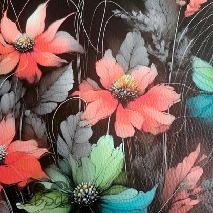 Kunstleder Panele Dark Flowers Collection | 25x 25cm P25