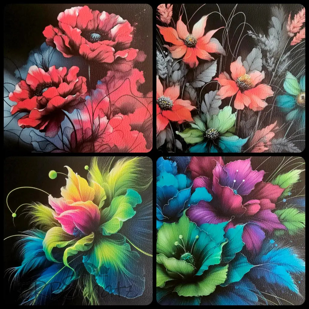 Kunstleder Panele Dark Flowers Collection | 30x 30cm - P30