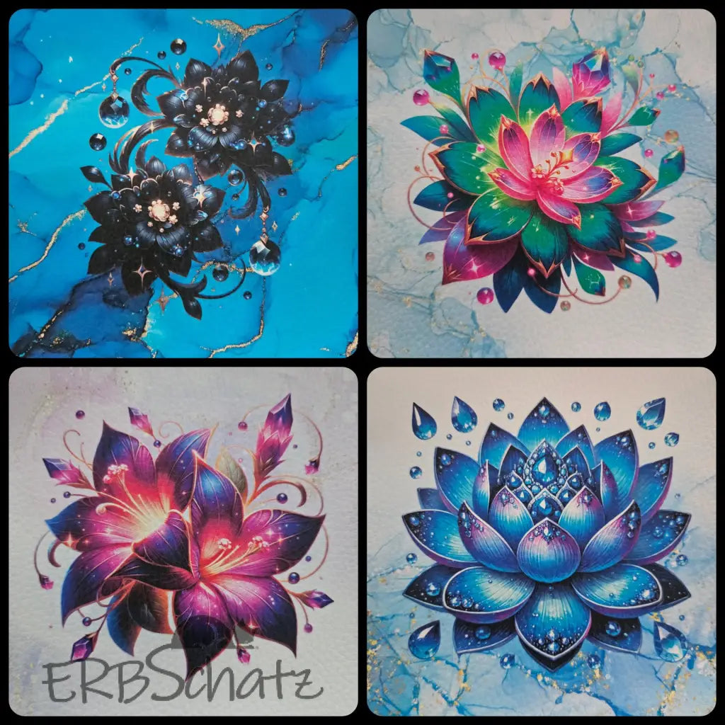 Kunstleder Panele Gems & Flowers 15x 15cm - P15