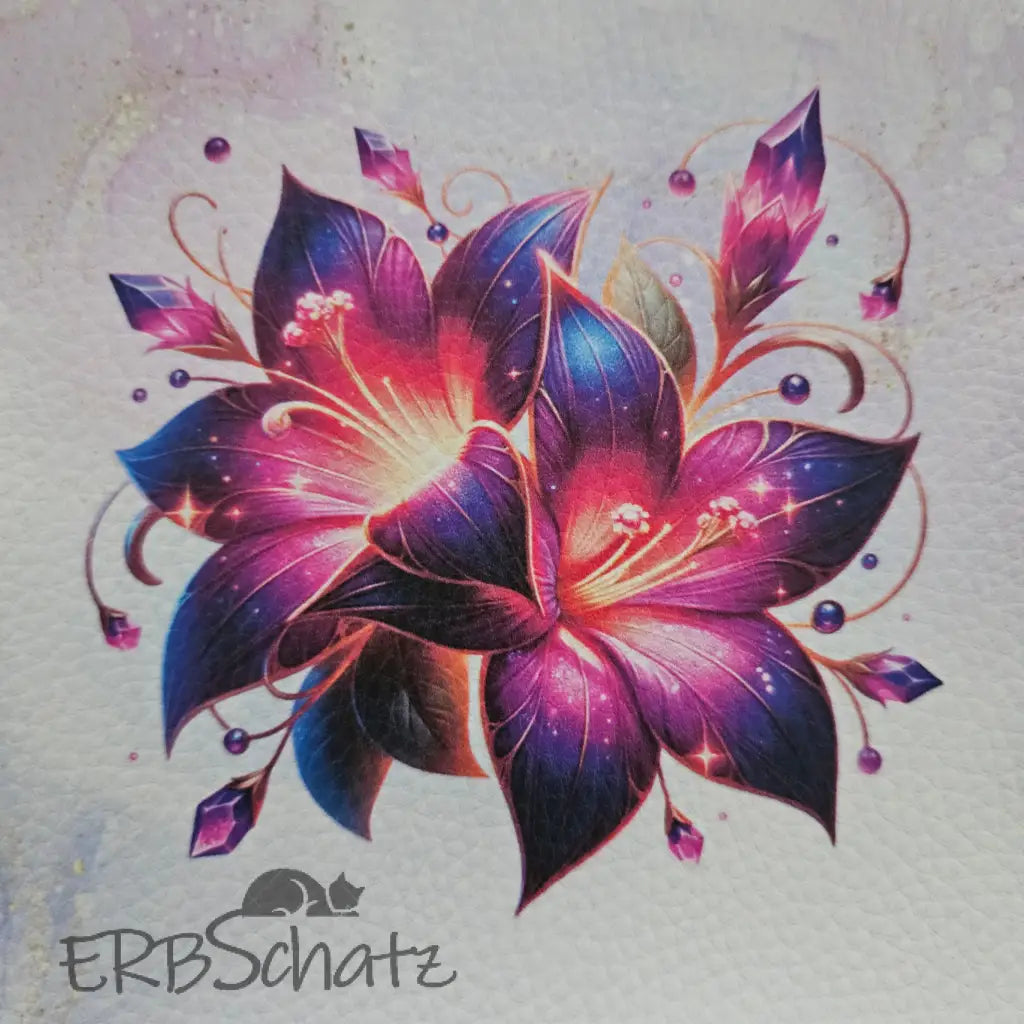 Kunstleder Panele Gems & Flowers 15x 15cm - Pink Lilly - P15