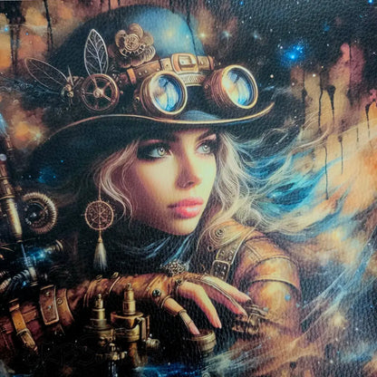 Kunstleder Panele Golden Steampunk Girl Collection 25 x cm