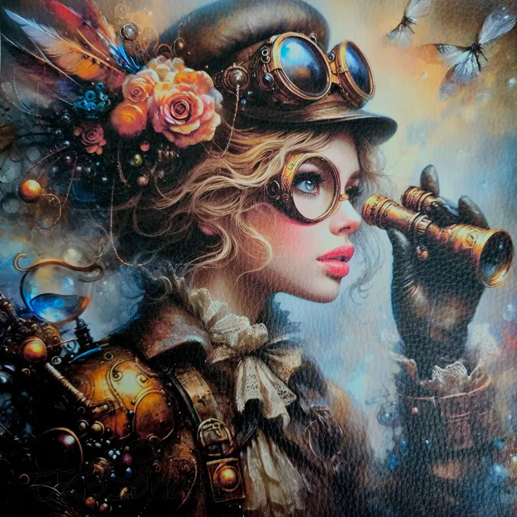 Kunstleder Panele Golden Steampunk Girl Collection 25 x cm