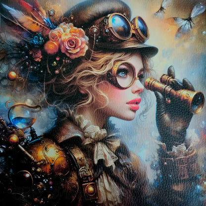 Kunstleder Panele Golden Steampunk Girl Collection 25 x cm