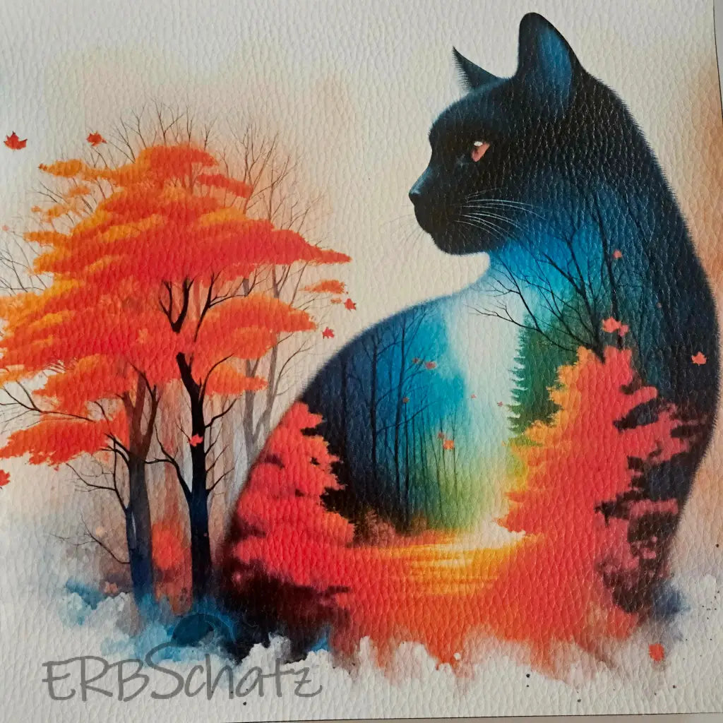 Kunstleder Panele Herbst Katzen Collection | 25x 25cm - P25