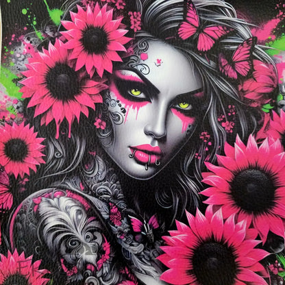 Kunstleder Panele Rocking Sunflower Lady | 25x 25cm - P25