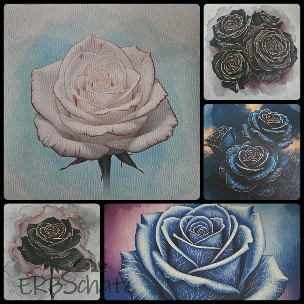 Kunstleder Panele Roses Metallise Collection | 25x 25cm P25