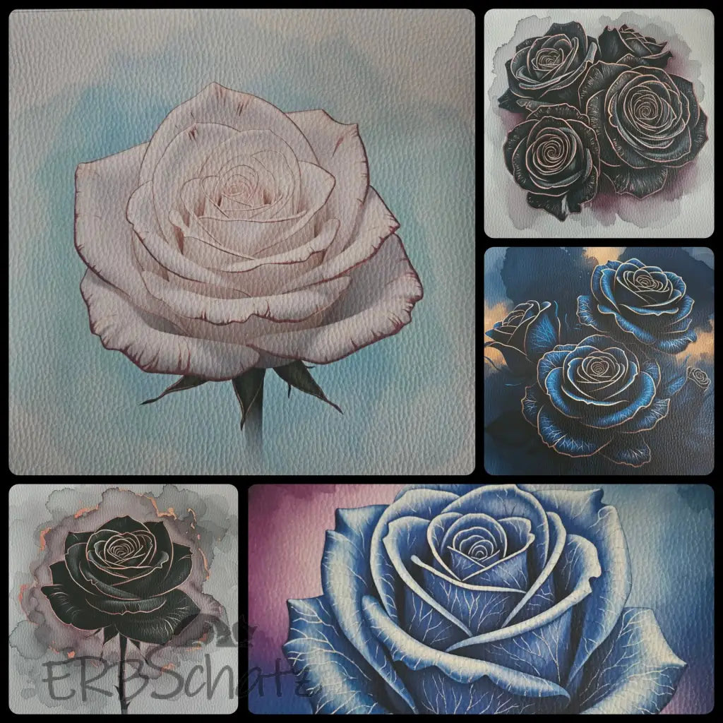 Kunstleder Panele Roses Metallise Collection | 30x 30cm
