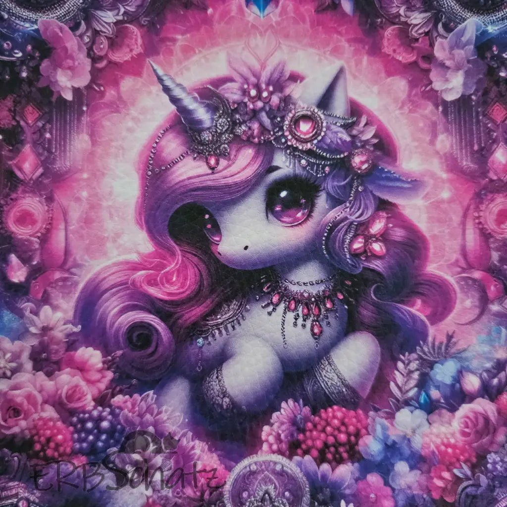 Kunstleder Panele Schmuckeinhorn 15x 15cm - Purple - P15