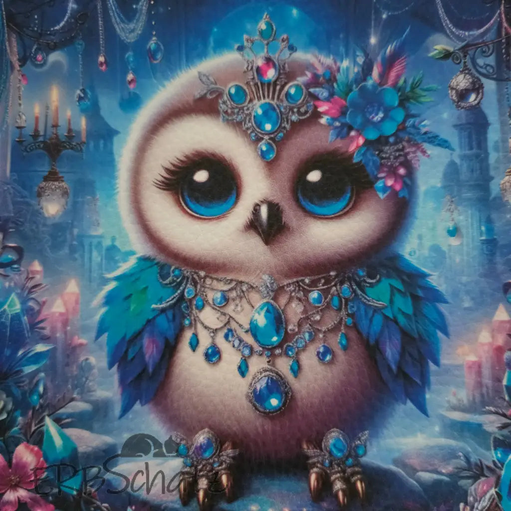 Kunstleder Panele Schmuckeule 15x 15cm - Schmuckeule Blau