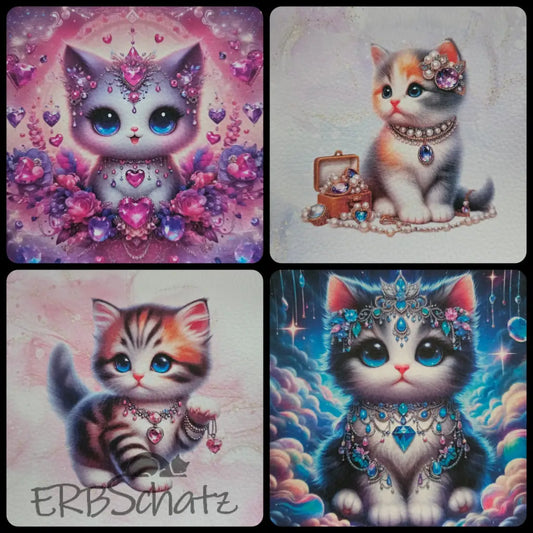 Kunstleder Panele Schmuckkatze 15x 15cm P15