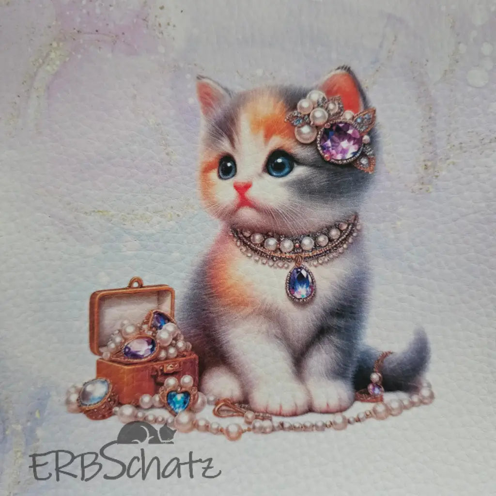 Kunstleder Panele Schmuckkatze 15x 15cm - Light