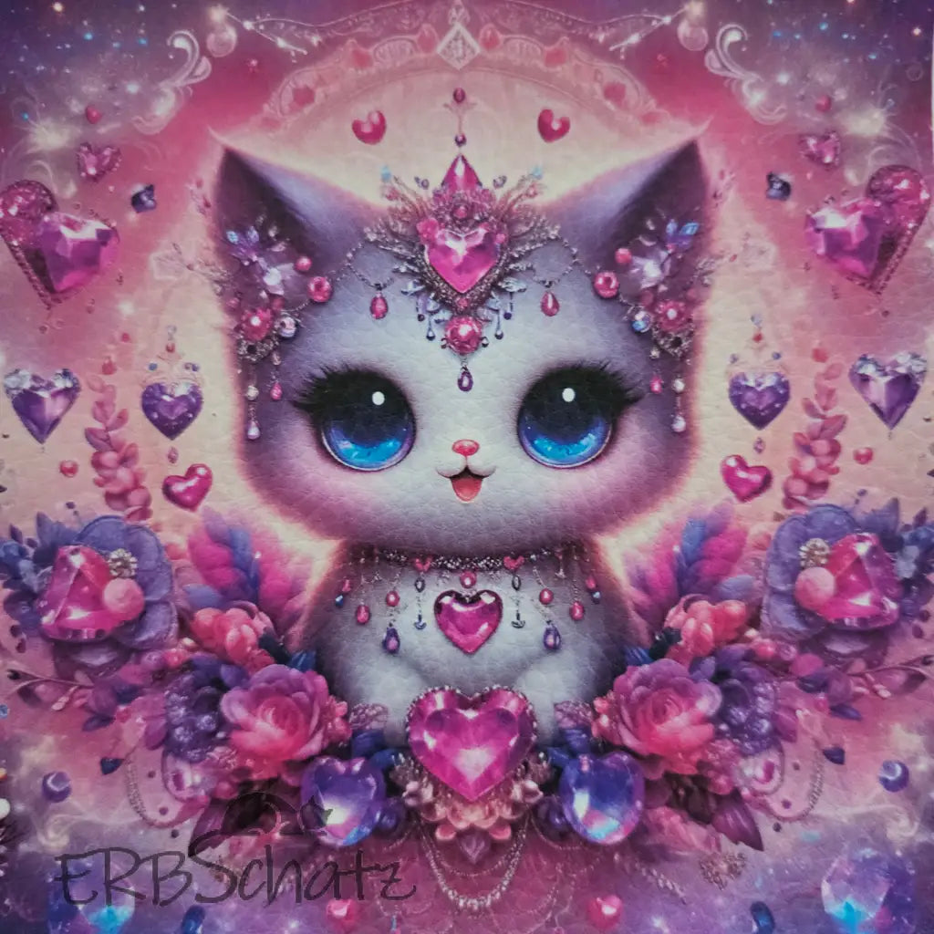 Kunstleder Panele Schmuckkatze 15x 15cm - Pink - P15