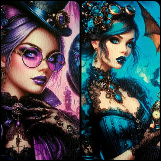Kunstleder Panele Steampunk Ladies | 15 x 15cm - P15