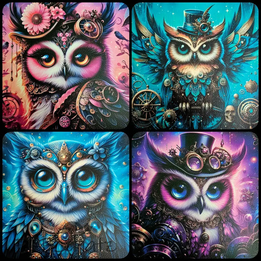 Kunstleder Panele Steampunk Owl 25x25 cm P25