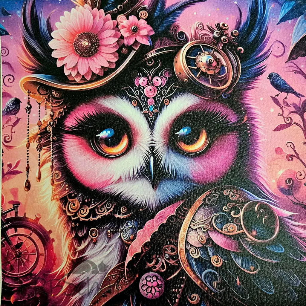 Kunstleder Panele Steampunk Owl 25x25 cm - P25