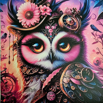 Kunstleder Panele Steampunk Owl 25x25 cm - P25