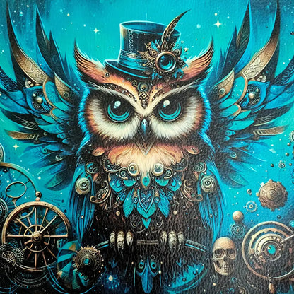 Kunstleder Panele Steampunk Owl 25x25 cm - P25