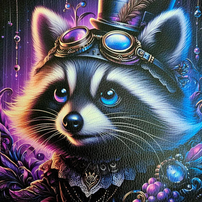 Kunstleder Panele Steampunk Raccoon 25x25 cm - P25