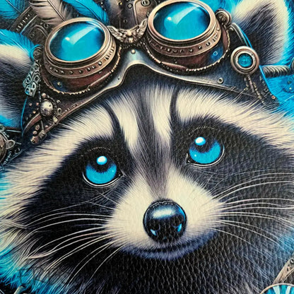 Kunstleder Panele Steampunk Raccoon 30x30 cm - P30
