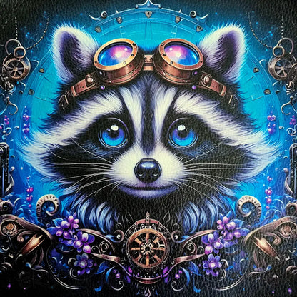 Kunstleder Panele Steampunk Raccoon 30x30 cm - P30