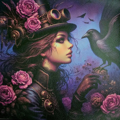 Kunstleder Panele Steampunk Raven Girl Collection 25 x cm
