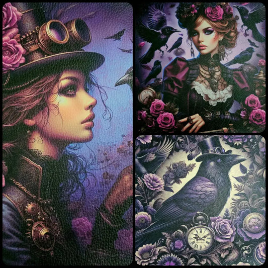 Kunstleder Panele Steampunk Raven Girl Collection 25 x cm