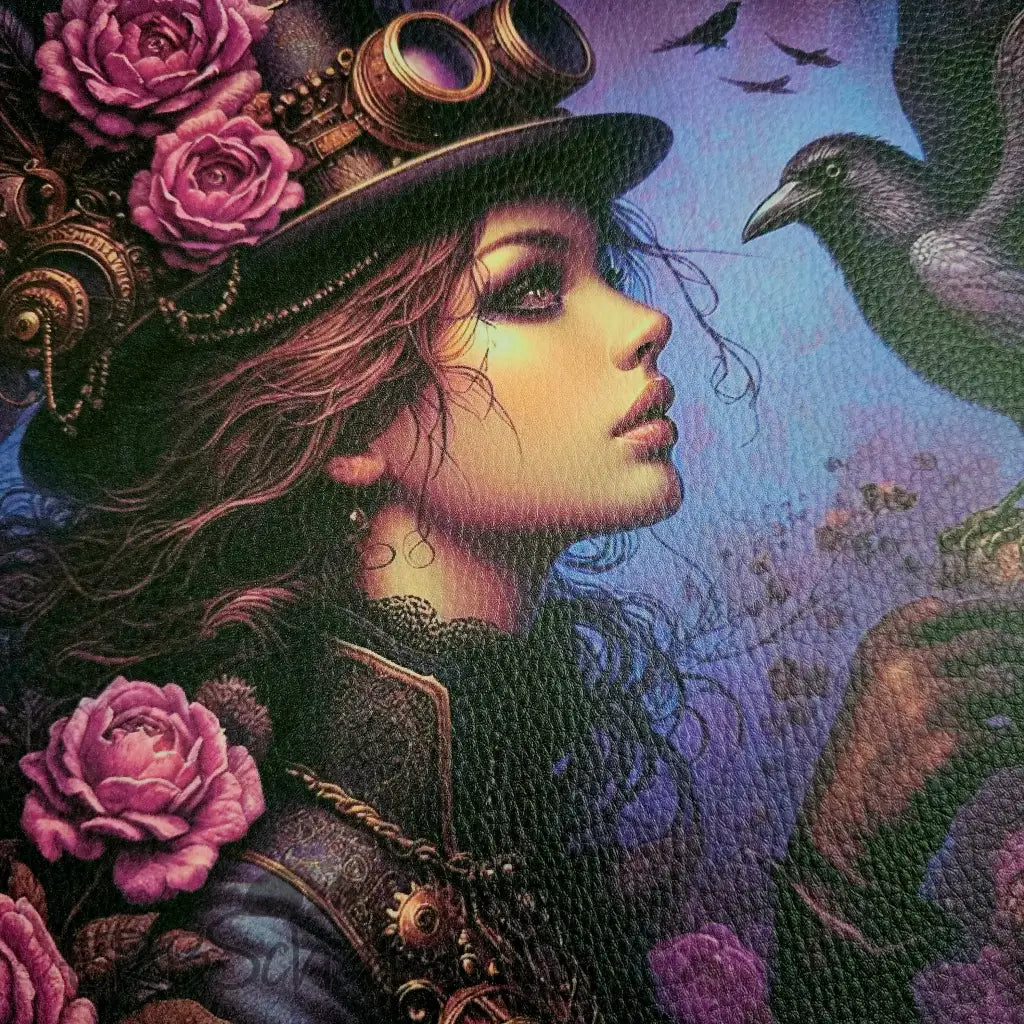 Kunstleder Panele Steampunk Raven Girl Collection 30 x 30cm
