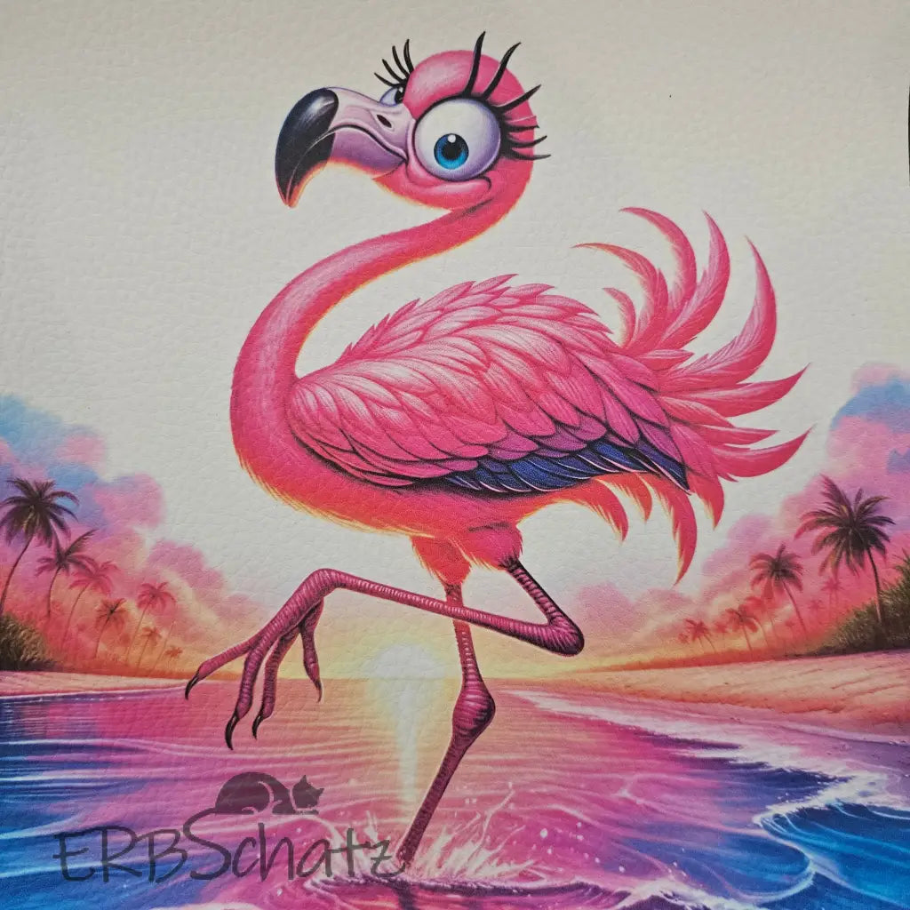 Kunstleder Panele Summer Birds Collectionp - Flamingo Girl