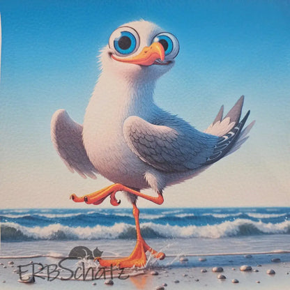 Kunstleder Panele Summer Birds Collectionp - Möwe / 20x20cm