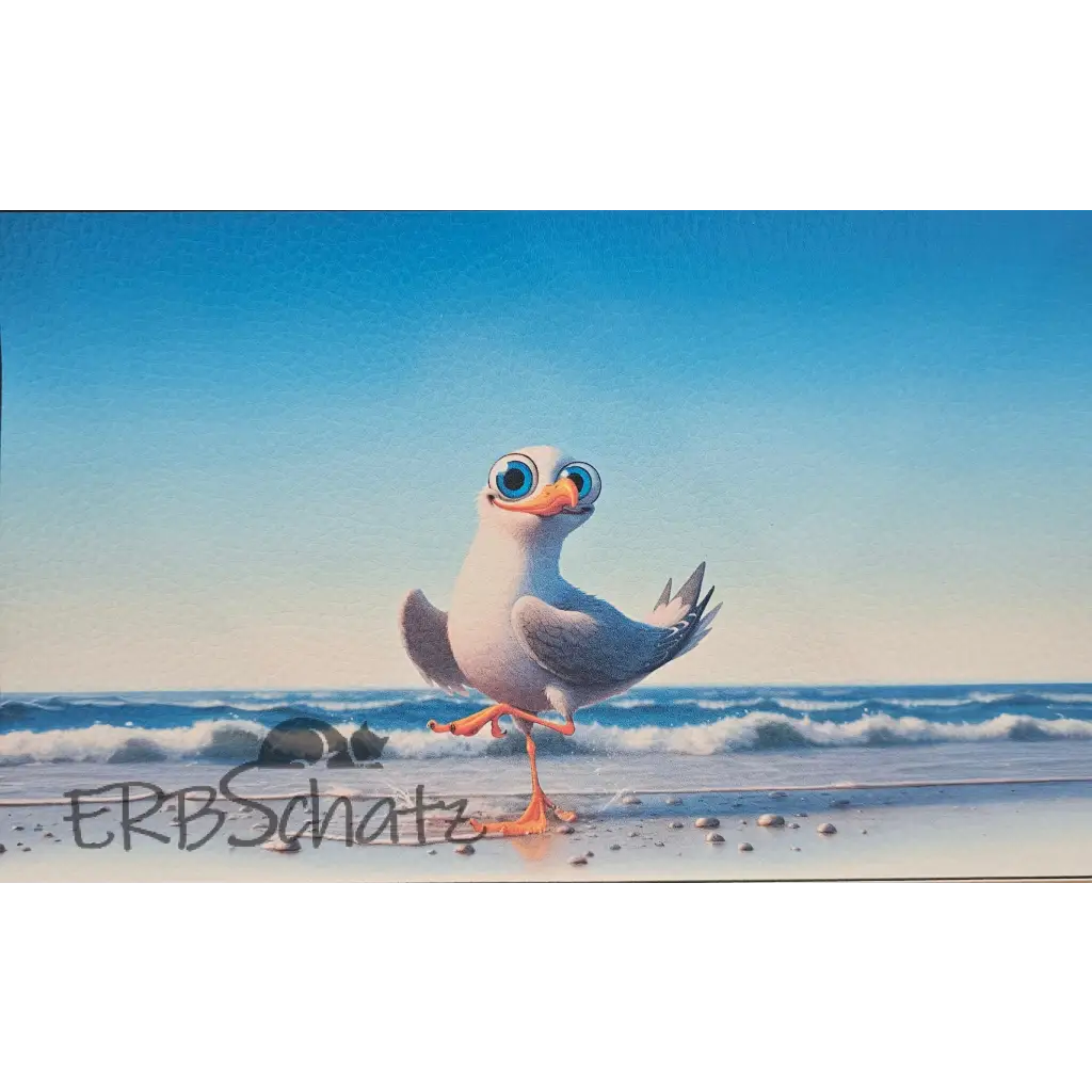 Kunstleder Panele Summer Birds Collectionp - Möwe / 25x15cm