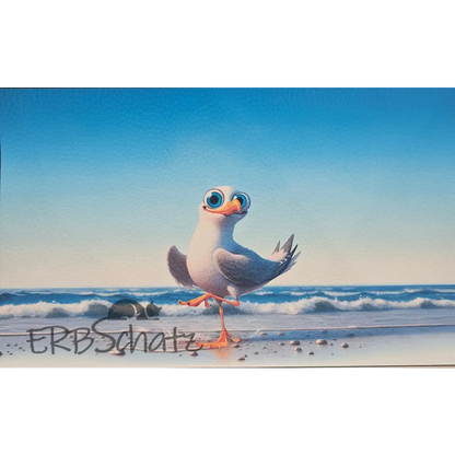 Kunstleder Panele Summer Birds Collectionp - Möwe / 25x15cm