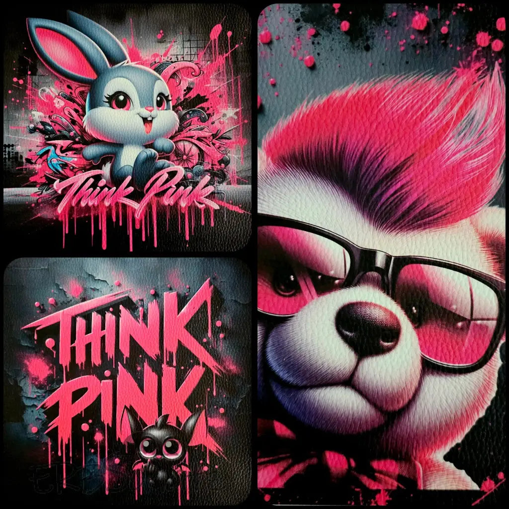 Kunstleder Panele Think Pink | 15 x 15cm - P25
