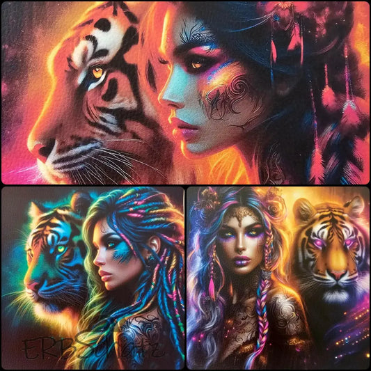 Kunstleder Panele Tiger Woman | 15x 15cm - P15
