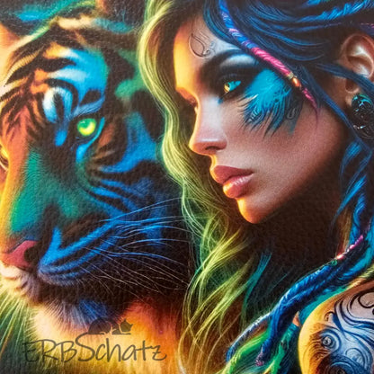 Kunstleder Panele Tiger Woman | 15x 15cm - P15