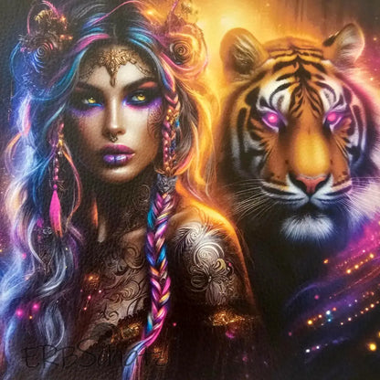 Kunstleder Panele Tiger Woman | 15x 15cm - Purple 15 - P15