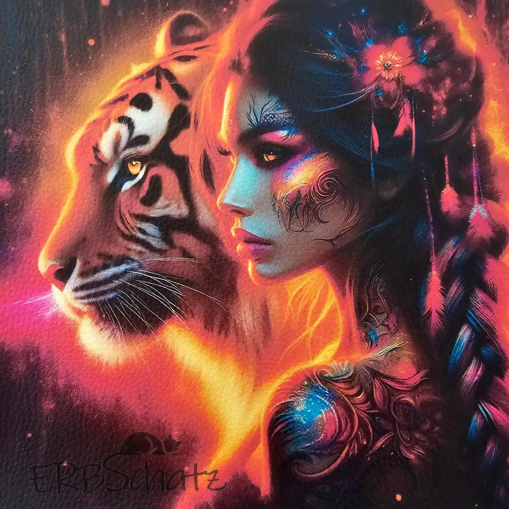Kunstleder Panele Tiger Woman | 15x 15cm - Red 15 - P15