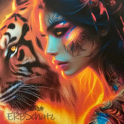 Kunstleder Panele Tiger Woman | 25x 25cm - P25