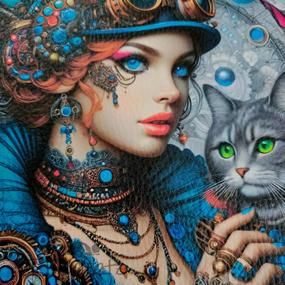 Kunstleder Panele Turquoise Steampunk Girl Collection 25 x
