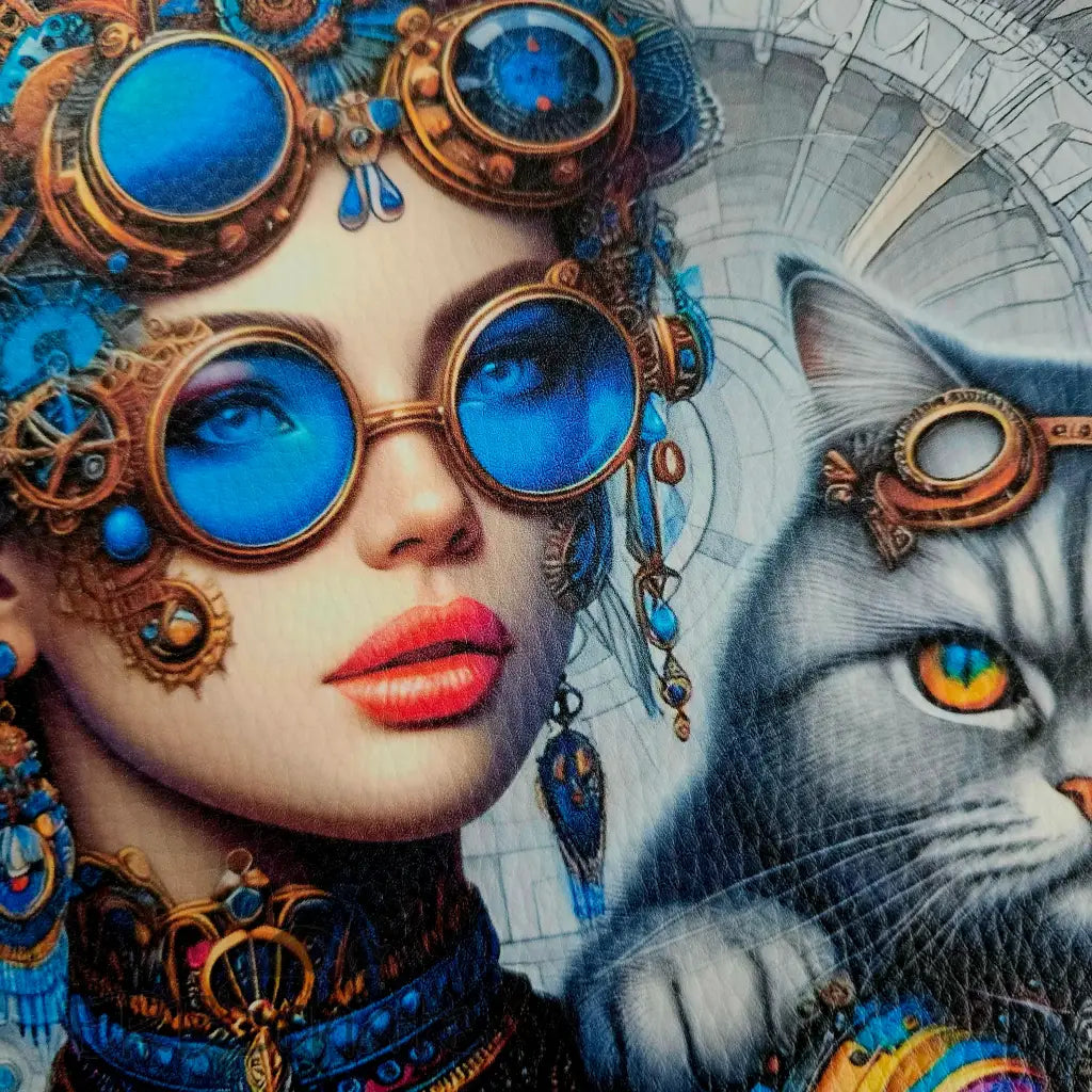 Kunstleder Panele Turquoise Steampunk Girl Collection 25 x