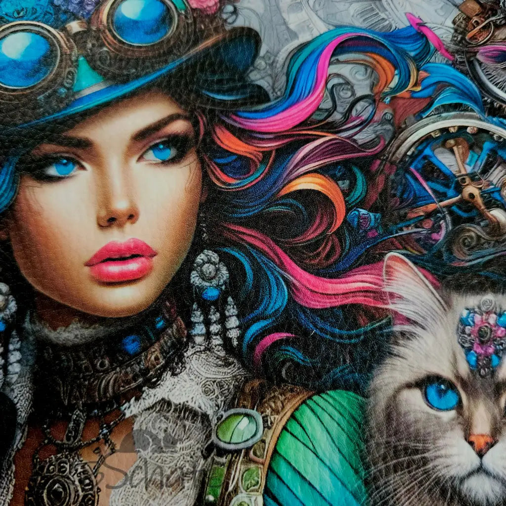 Kunstleder Panele Turquoise Steampunk Girl Collection 25 x